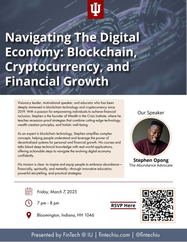 Flyer for the Navigating the Digital Economy speaker event with Stephen Opong