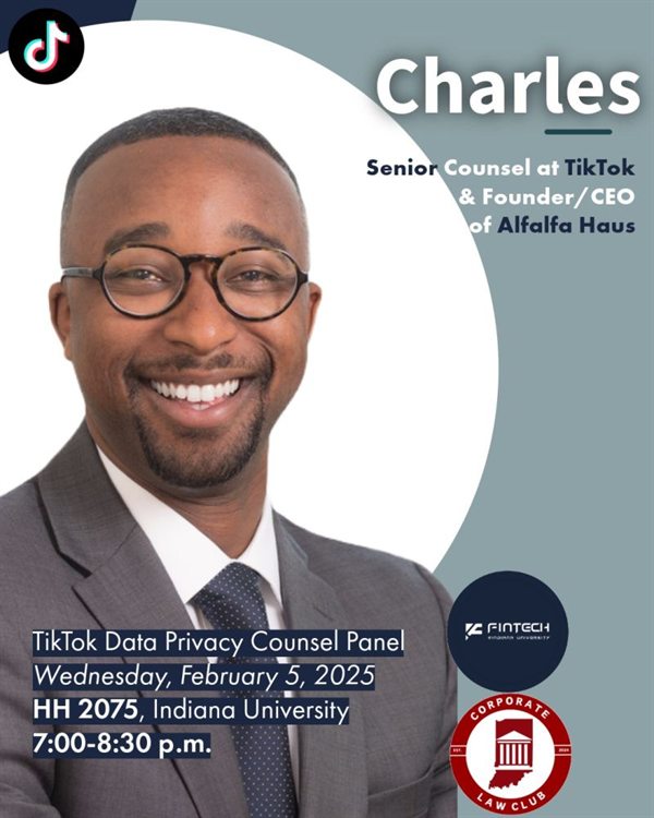 Flyer for the TikTok Data Privacy Counsel Panel with Charles, Senior Counsel at TikTok